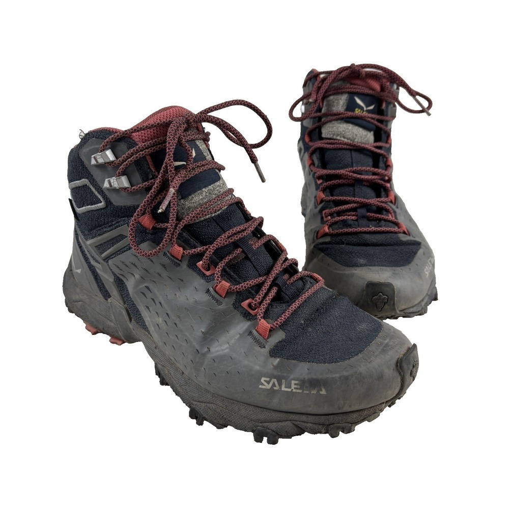 Salewa Ultra Flex Mid GTX Hiking Boots Womens 7.5 Black‎ Burgundy Gore-Tex